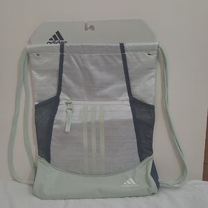 Adidas Light Gray and Mint Drawstring Bag